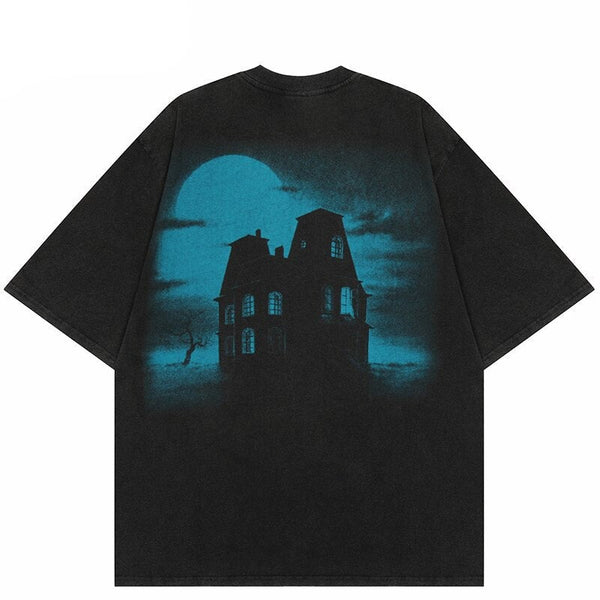 "Haunted Place" Graphic Unisex Streetwear Vintage Women Men Y2K T-Shirt