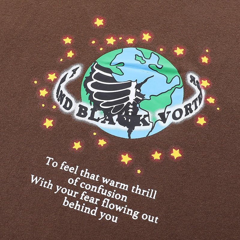 "World Globe" Graphic Unisex Streetwear Vintage Women Men Y2K T-Shirt