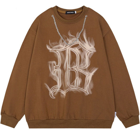 "White Flames" Graphic Unisex Streetwear Vintage Women Men Y2K Sweatshirt