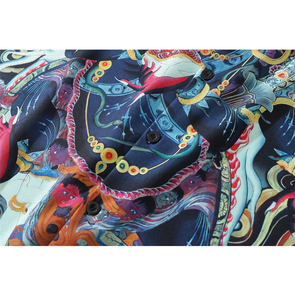 "Angel Dragon" Unisex Streetwear Graphic Button Shirt