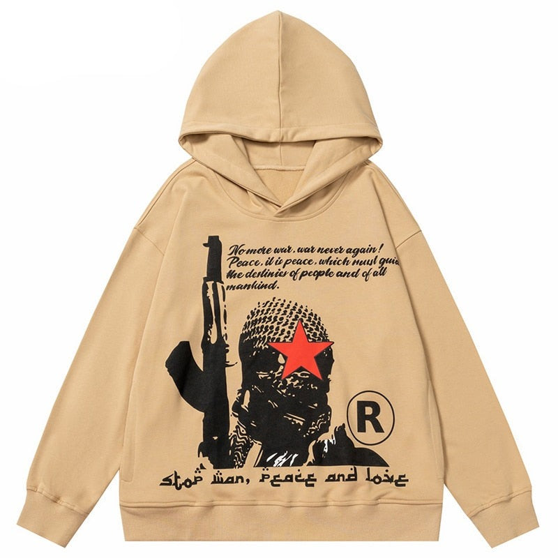 "Red Star" Graphic Unisex Streetwear Vintage Women Men Y2K Hoodie