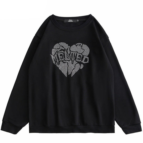 "Melted Heart" Graphic Unisex Streetwear Vintage Women Men Y2K Sweater