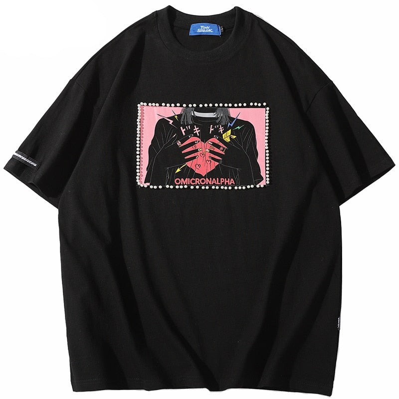 "Red Heart" Graphic Unisex Streetwear Vintage Women Men Y2K T-Shirt
