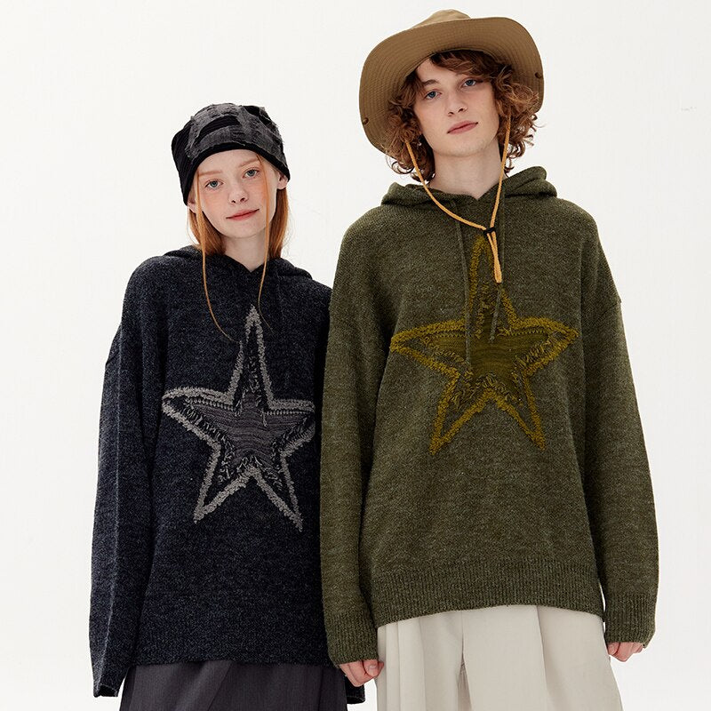 "Golden Star" Graphic Unisex Streetwear Women Men Y2K Hoodie