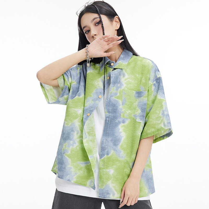 "Green Beach" Graphic Unisex Streetwear Women Men Y2K Shirt