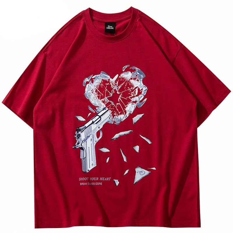 "Blue Heart" Unisex Men Women Streetwear Graphic T-Shirt