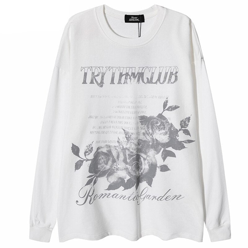 "Grey Roses" Unisex Men Women Streetwear Graphic Sweatshirt