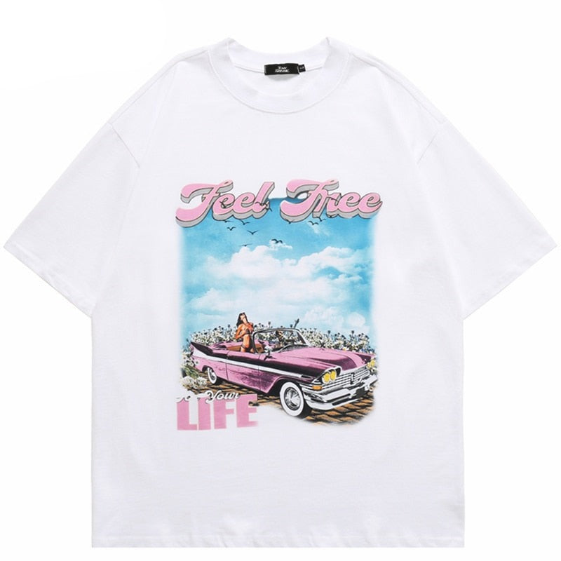 "Feel Freely" Unisex Men Women Streetwear Graphic T-Shirt