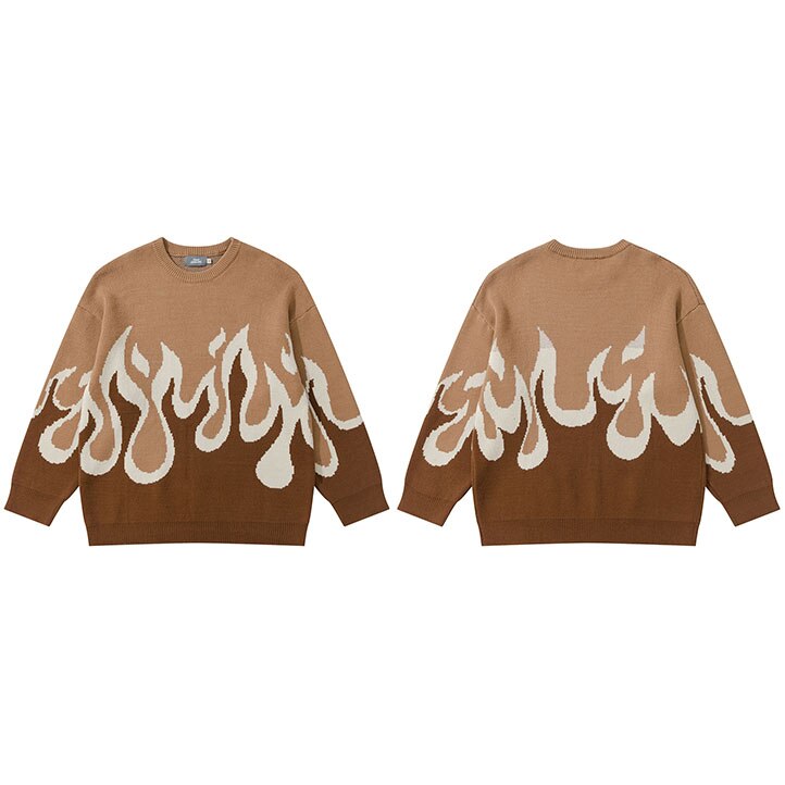 "Water & Fire" Graphic Unisex Streetwear Vintage Women Men Y2K Sweater