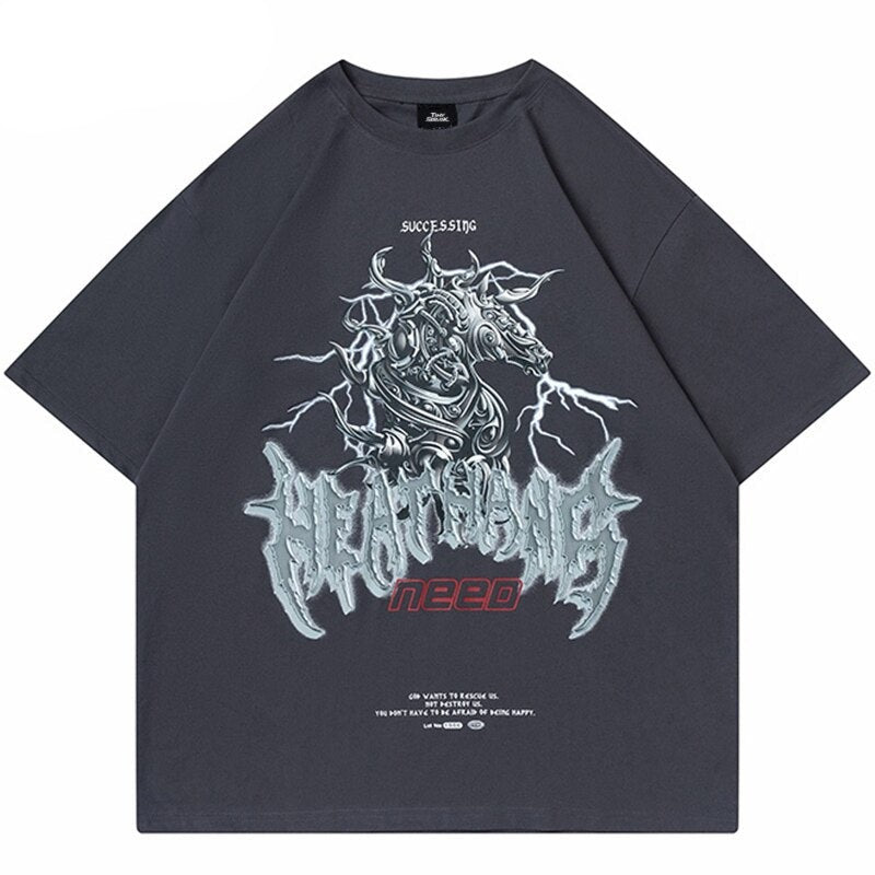 "Grey Dragon" Graphic Unisex Streetwear Women Men Y2K T-Shirt