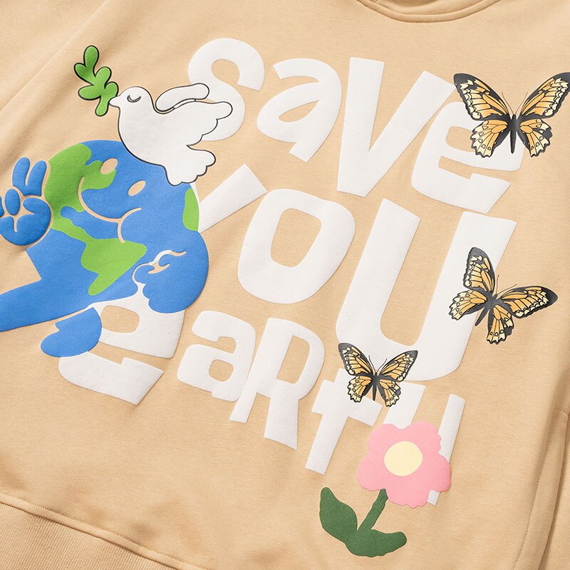 "Save The Earth" Graphic Unisex Streetwear Vintage Women Men Y2K Hoodie
