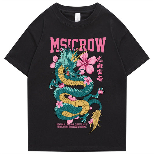 "Peace Dragon" Graphic Unisex Streetwear Vintage Women Men Y2K T-Shirt