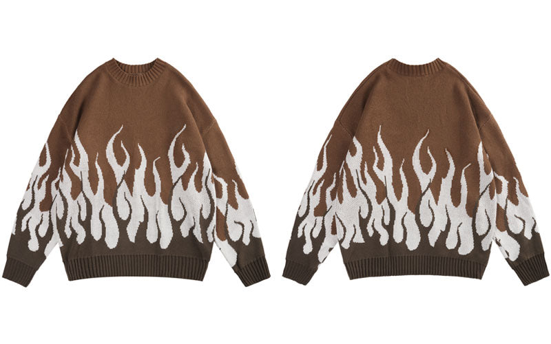 "Darken Flames" Unisex Men Women Streetwear Graphic Sweater