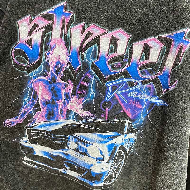 "Street Racer" Graphic Unisex Streetwear Vintage Women Men Y2K T-Shirt