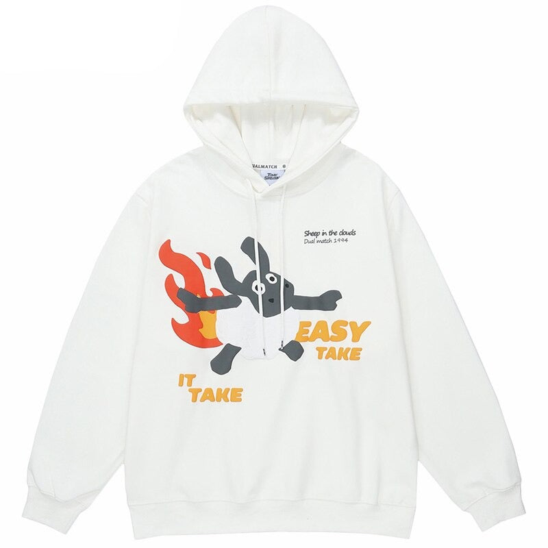 "Take It Easy" Graphic Unisex Streetwear Vintage Women Men Y2K Hoodie