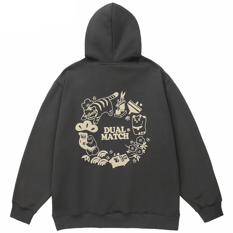 "Dual Match" Unisex Men Women Streetwear Graphic Hoodie