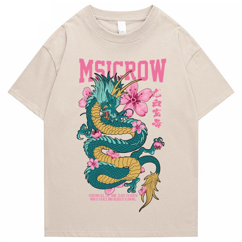 "Peace Dragon" Graphic Unisex Streetwear Vintage Women Men Y2K T-Shirt
