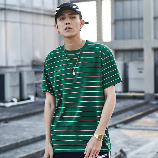 "Striped" Graphic Unisex Streetwear Vintage Women Men Y2K T-Shirt