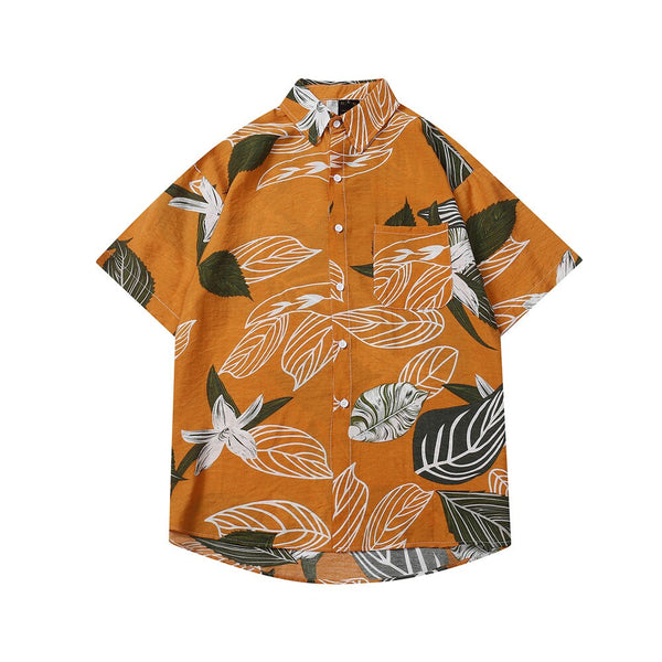 "Leaves Stuck" Graphic Unisex Streetwear Vintage Women Men Y2K Button Up Shirt