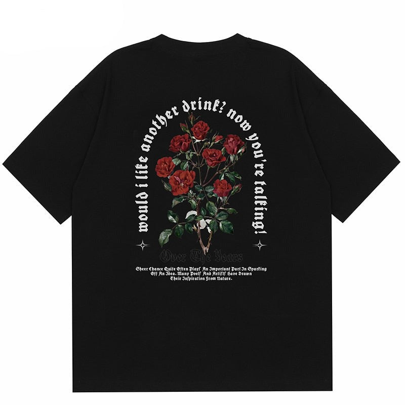 "Red Roses" Unisex Men Women Streetwear Graphic T-Shirt