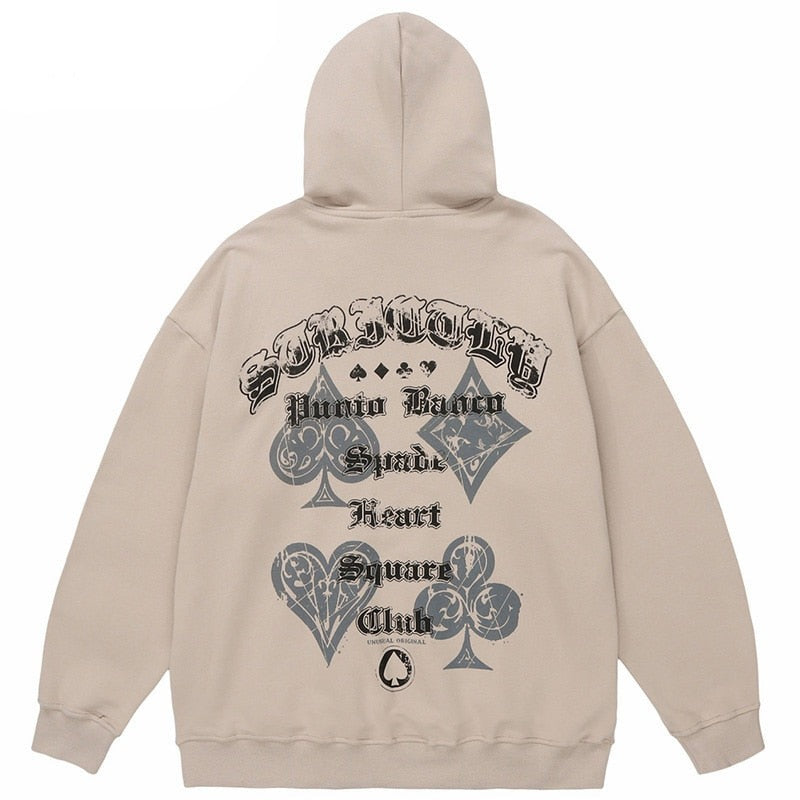 "Deck Of Cards" Graphic Unisex Streetwear Vintage Women Men Y2K Hoodie