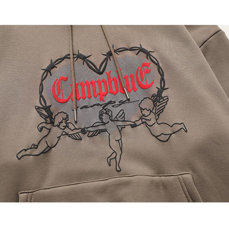 "Grey Heart" Graphic Unisex Streetwear Women Men Y2K Hoodie