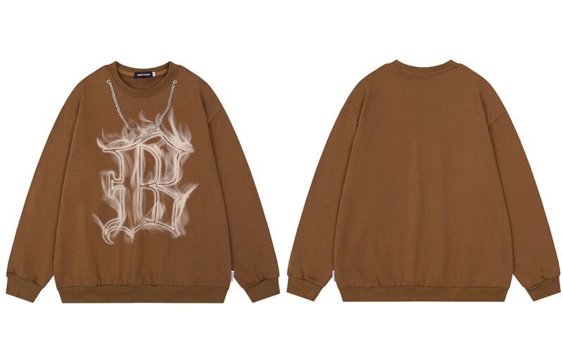 "White Flames" Graphic Unisex Streetwear Vintage Women Men Y2K Sweatshirt