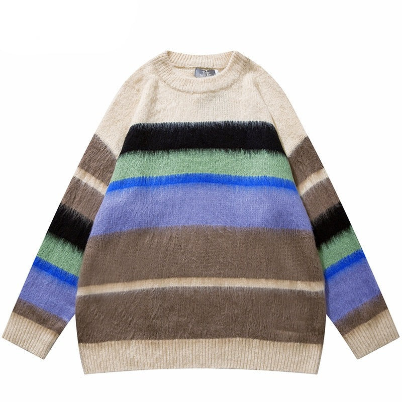 "Rainbow Waves" Graphic Unisex Streetwear Vintage Women Men Y2K Sweater