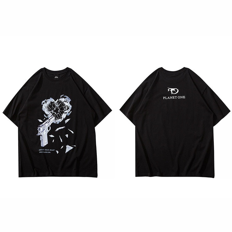 "Blue Heart" Unisex Men Women Streetwear Graphic T-Shirt