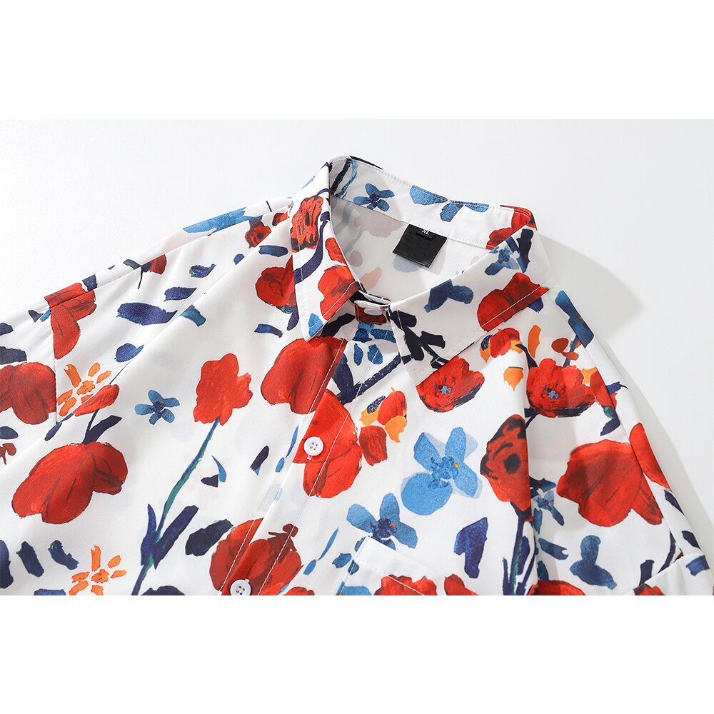 "Red Hawaiian" Graphic Unisex Streetwear Vintage Women Men Y2K Shirt