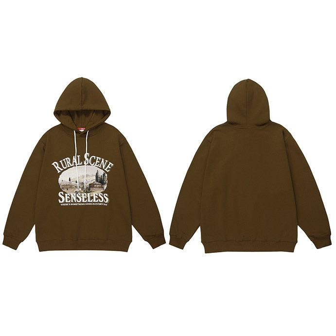 "Rural Sense" Graphic Unisex Streetwear Vintage Women Men Y2K Hoodie
