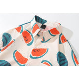 "Watermelon" Graphic Unisex Streetwear Vintage Women Men Y2K Button Shirt