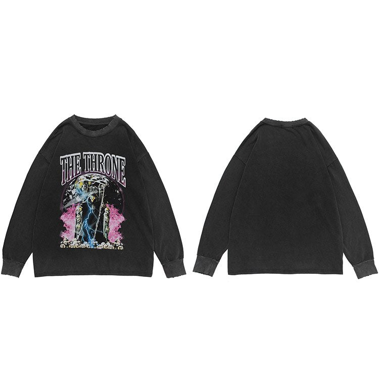 "On The Throne" Graphic Unisex Streetwear Vintage Women Men Y2K Sweatshirt
