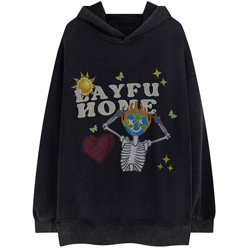 "Welcome Home" Graphic Unisex Streetwear Vintage Women Men Y2K Hoodie