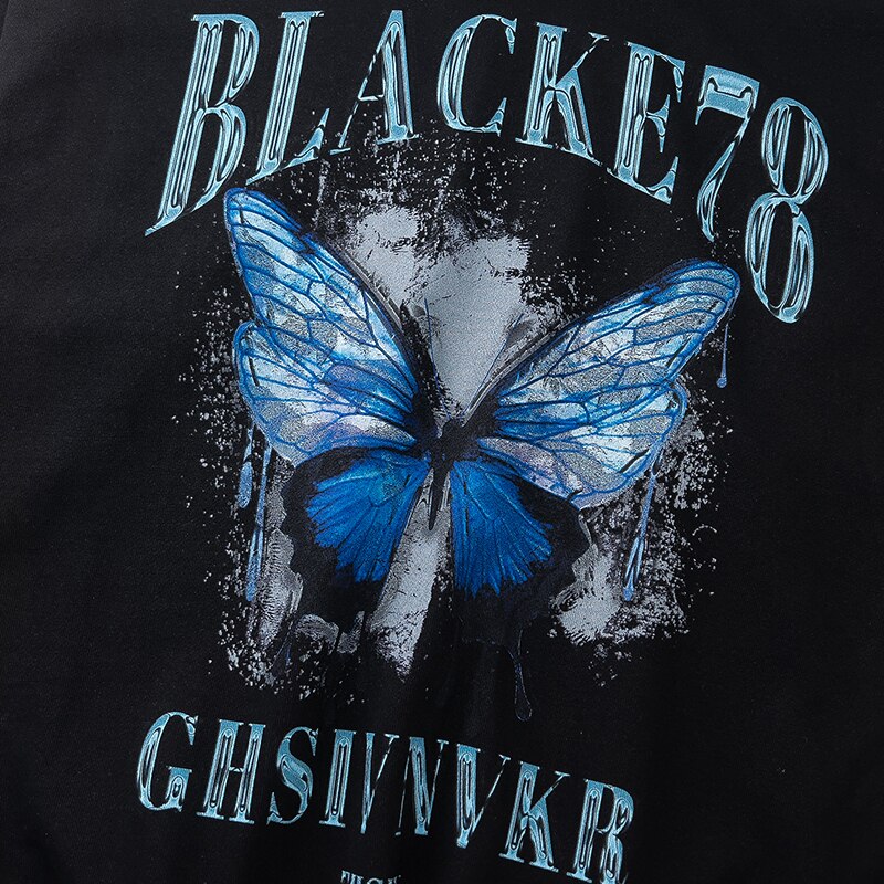 "Pink Butterfly" Graphic Unisex Streetwear Vintage Women Men Y2K Hoodie