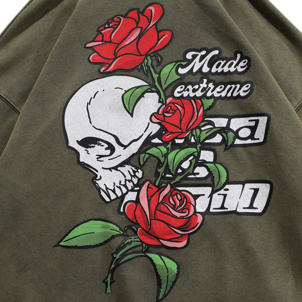 "One Rose" Graphic Unisex Streetwear Vintage Women Men Y2K Hoodie