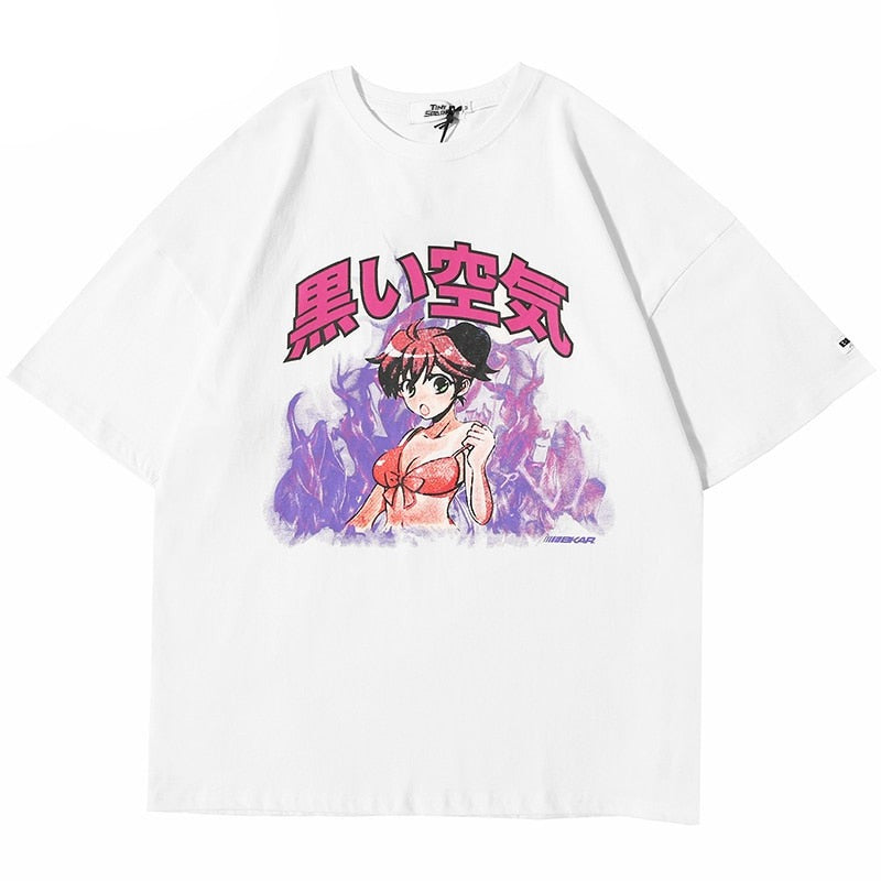 "Purple Flame" Graphic Unisex Streetwear Vintage Women Men Y2K T-Shirt
