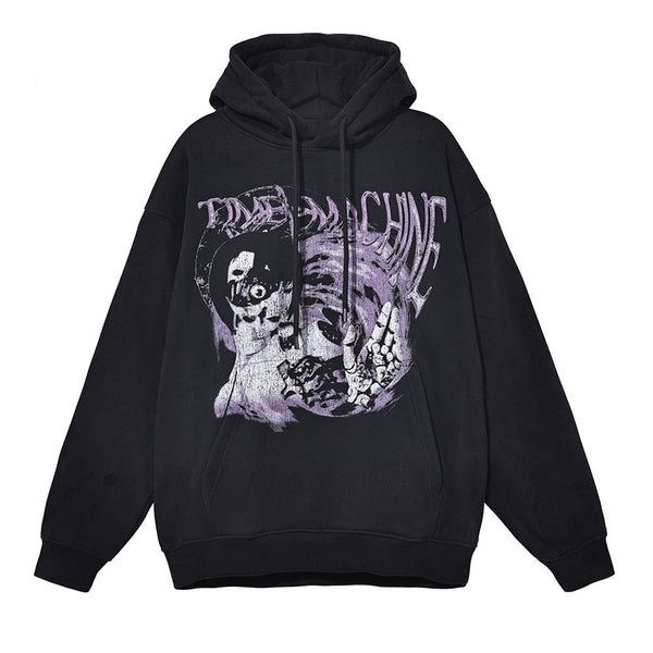"Machine Operating" Graphic Unisex Streetwear Vintage Women Men Y2K Hoodie