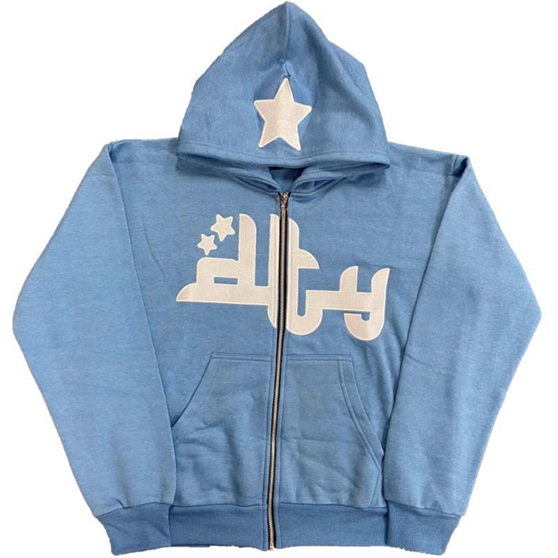 "Star" Zip Up Graphic Unisex Streetwear Vintage Women Men Y2K Sweater