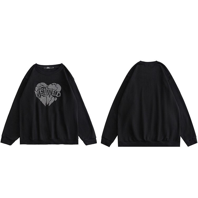 "Melted Heart" Graphic Unisex Streetwear Vintage Women Men Y2K Sweater