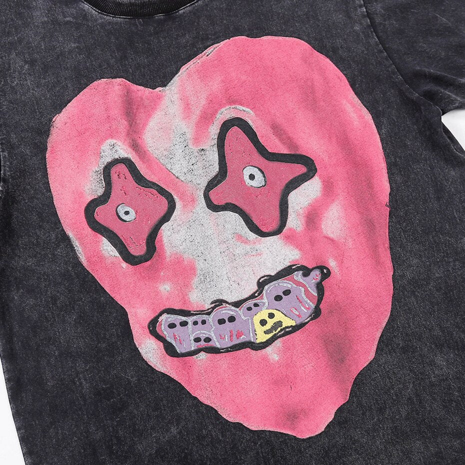 "Pink Smile" Graphic Unisex Streetwear Vintage Women Men Y2K T-Shirt