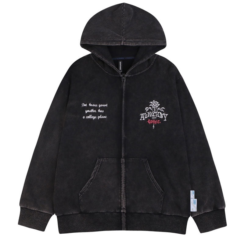 "White Rose" Graphic Unisex Streetwear Vintage Women Men Y2K Hoodie