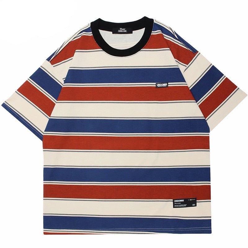 "Striped" Graphic Unisex Streetwear Vintage Women Men Y2K T-Shirt