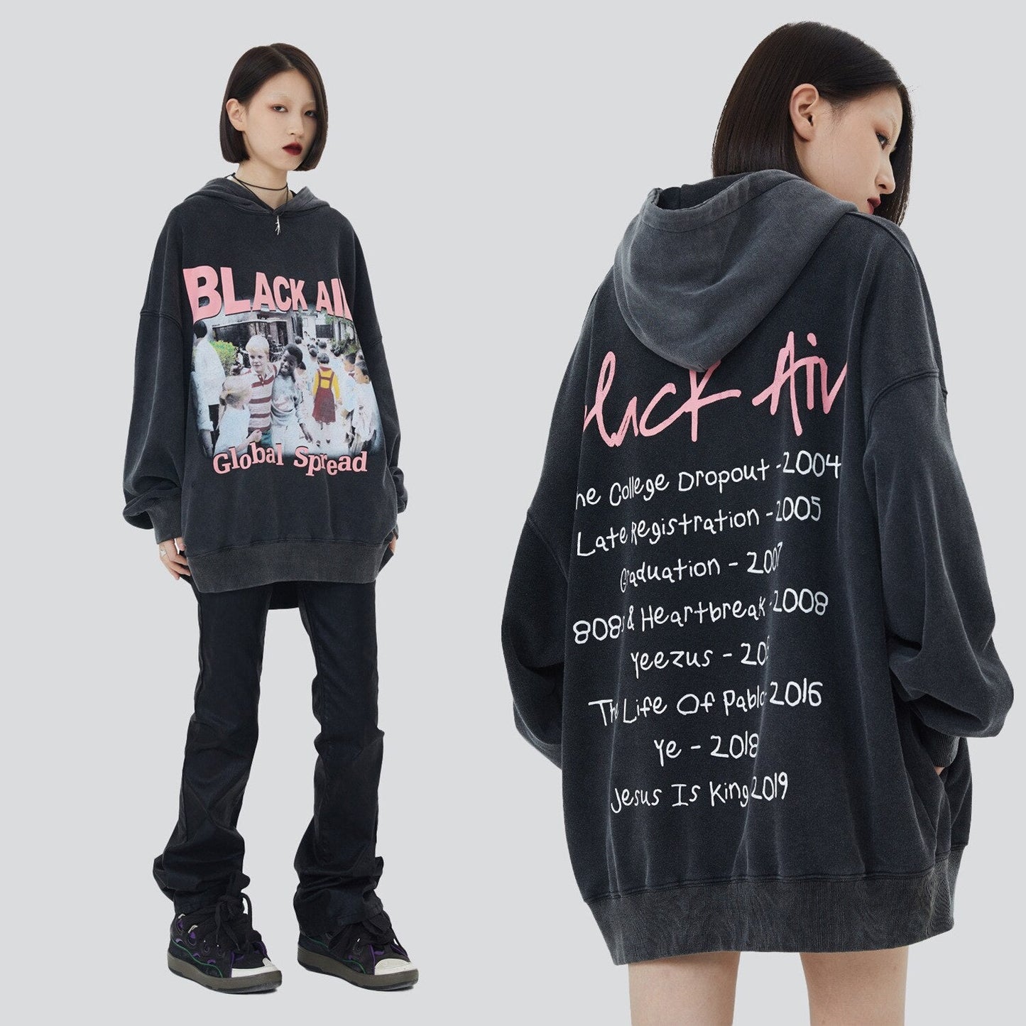 "Global Spread" Graphic Unisex Streetwear Women Men Y2K Hoodie