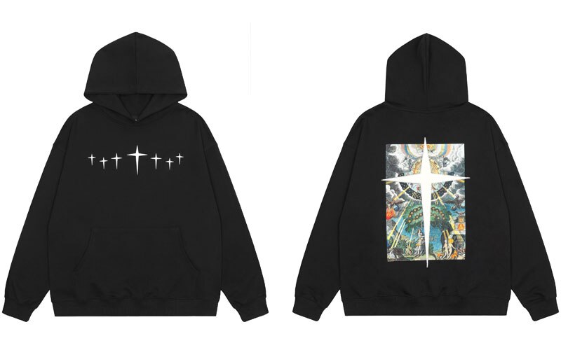 "Black Cross" Unisex Men Women Streetwear Graphic Hoodie