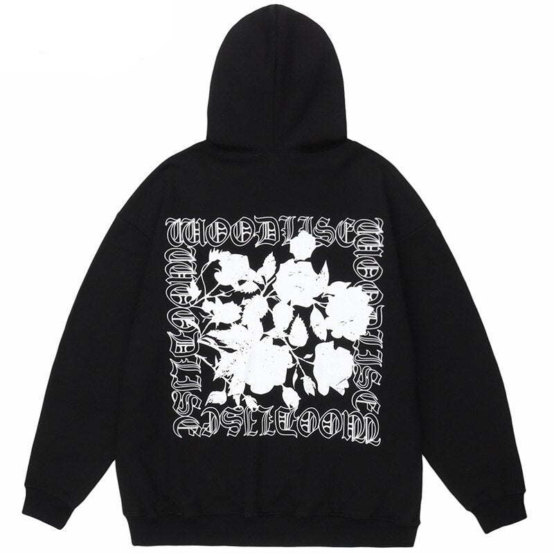 "Black Roses" Unisex Men Women Streetwear Graphic Hoodie