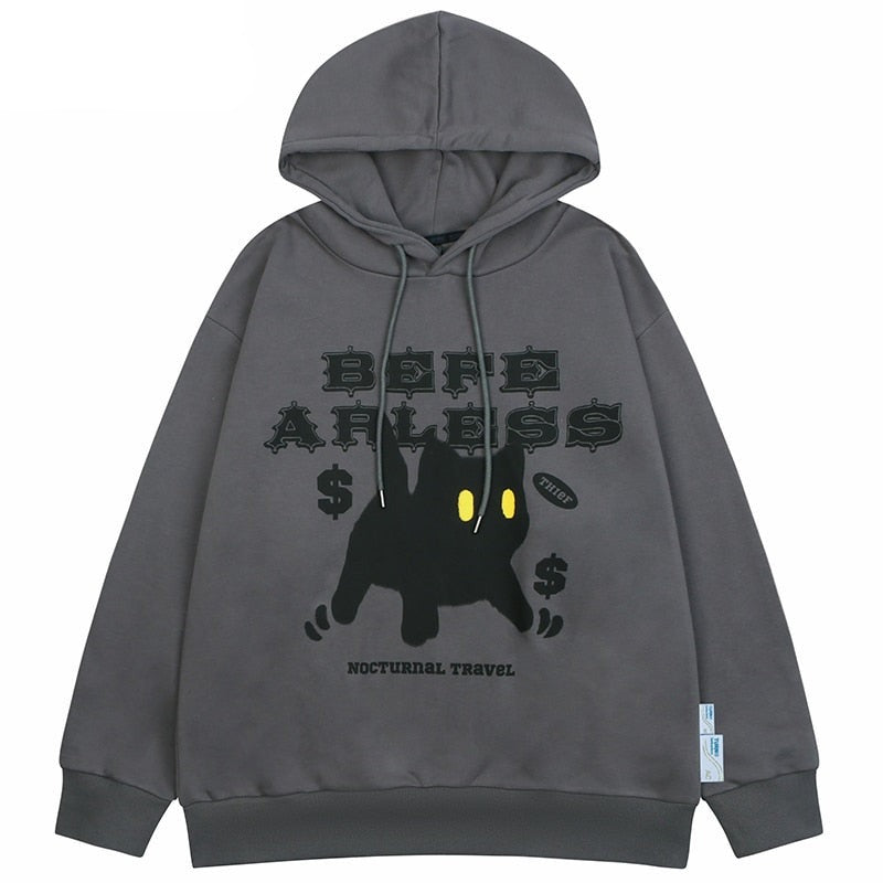 "Scared Kat" Graphic Unisex Streetwear Vintage Women Men Y2K Hoodie