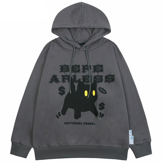 "Scared Kat" Graphic Unisex Streetwear Vintage Women Men Y2K Hoodie