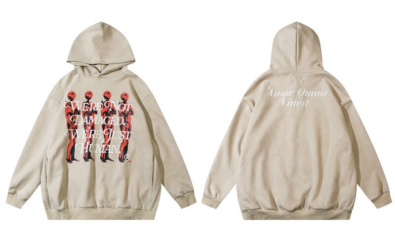 "Damaged" Graphic Unisex Streetwear Vintage Women Men Y2K Hoodie