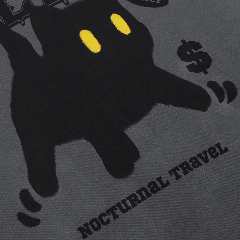 "Scared Kat" Graphic Unisex Streetwear Vintage Women Men Y2K Hoodie